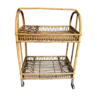 Rattan service trolley from the 1960