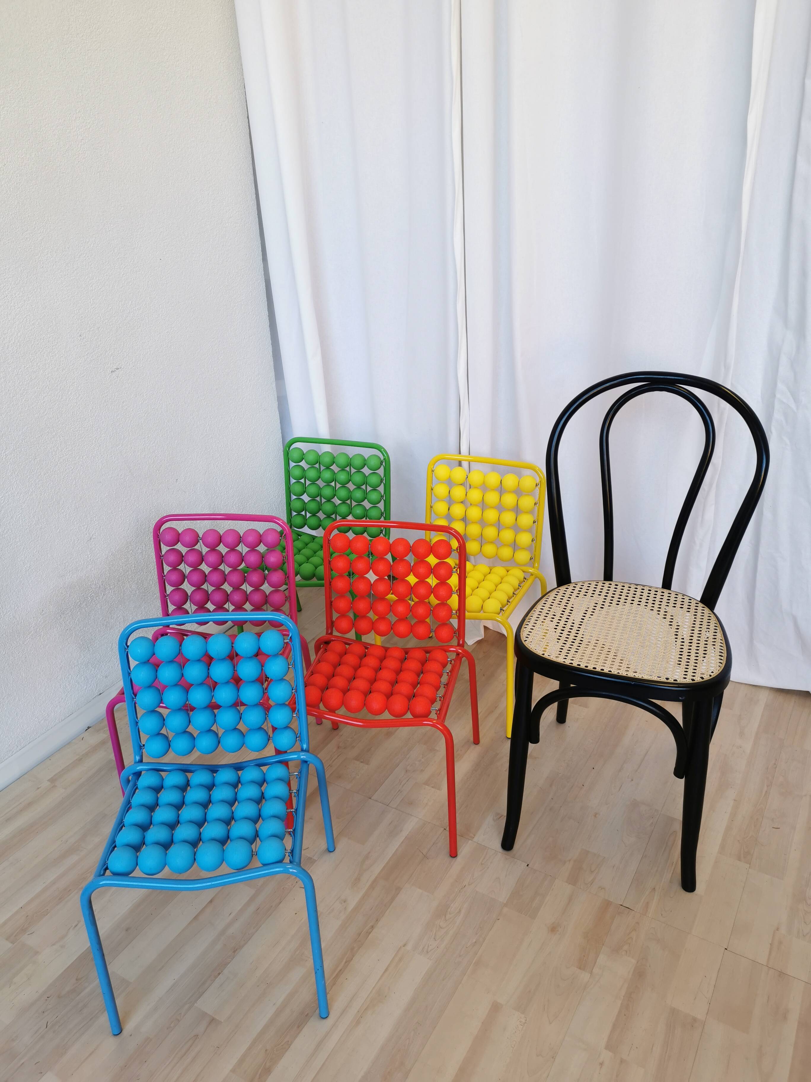 Lot de 5 chaises vintage Pop Art pour enfants : SLOG Croatie, années 1980
