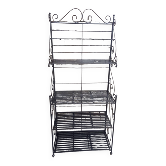 Black wrought iron garden and indoor shelves