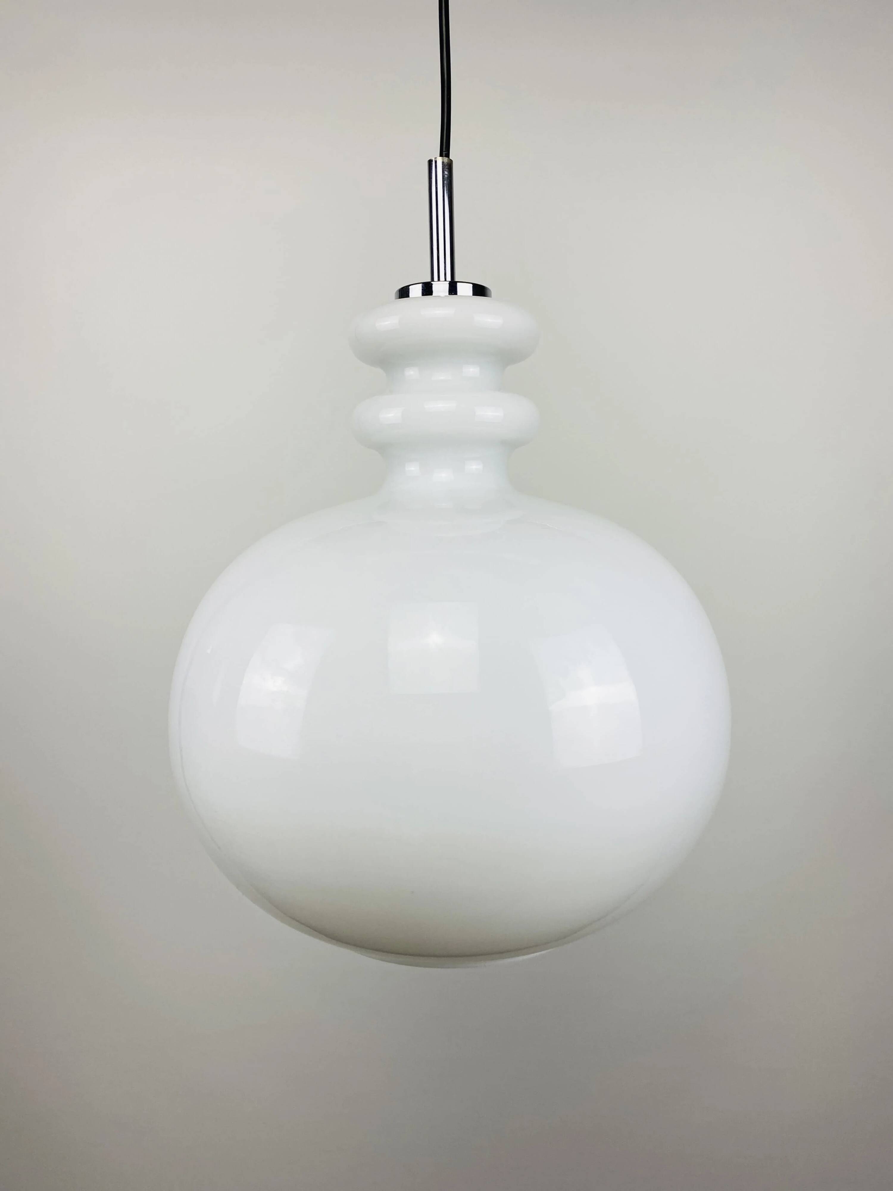 Large white glass chandelier XL by Peill and Putzler