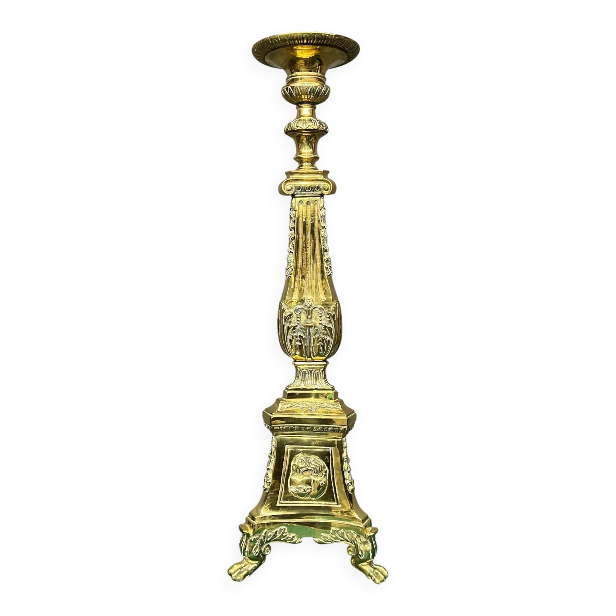 Large floor candelabrum in solid bronze. Height 100 cm.