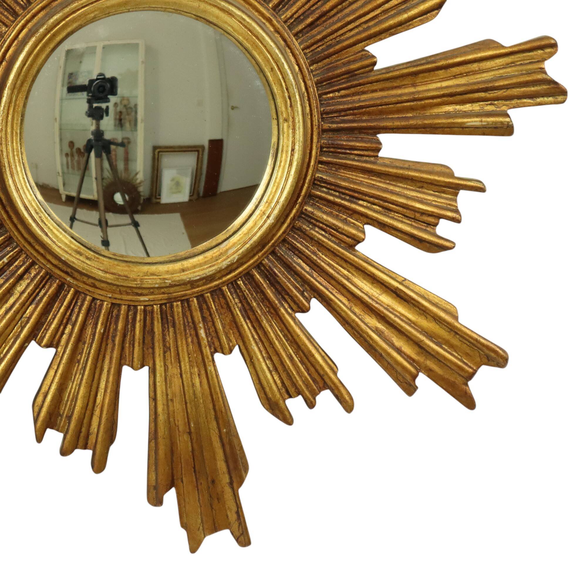 Large Sun Mirror Gold Leaf Gilded Sunburst Mirror 54cm