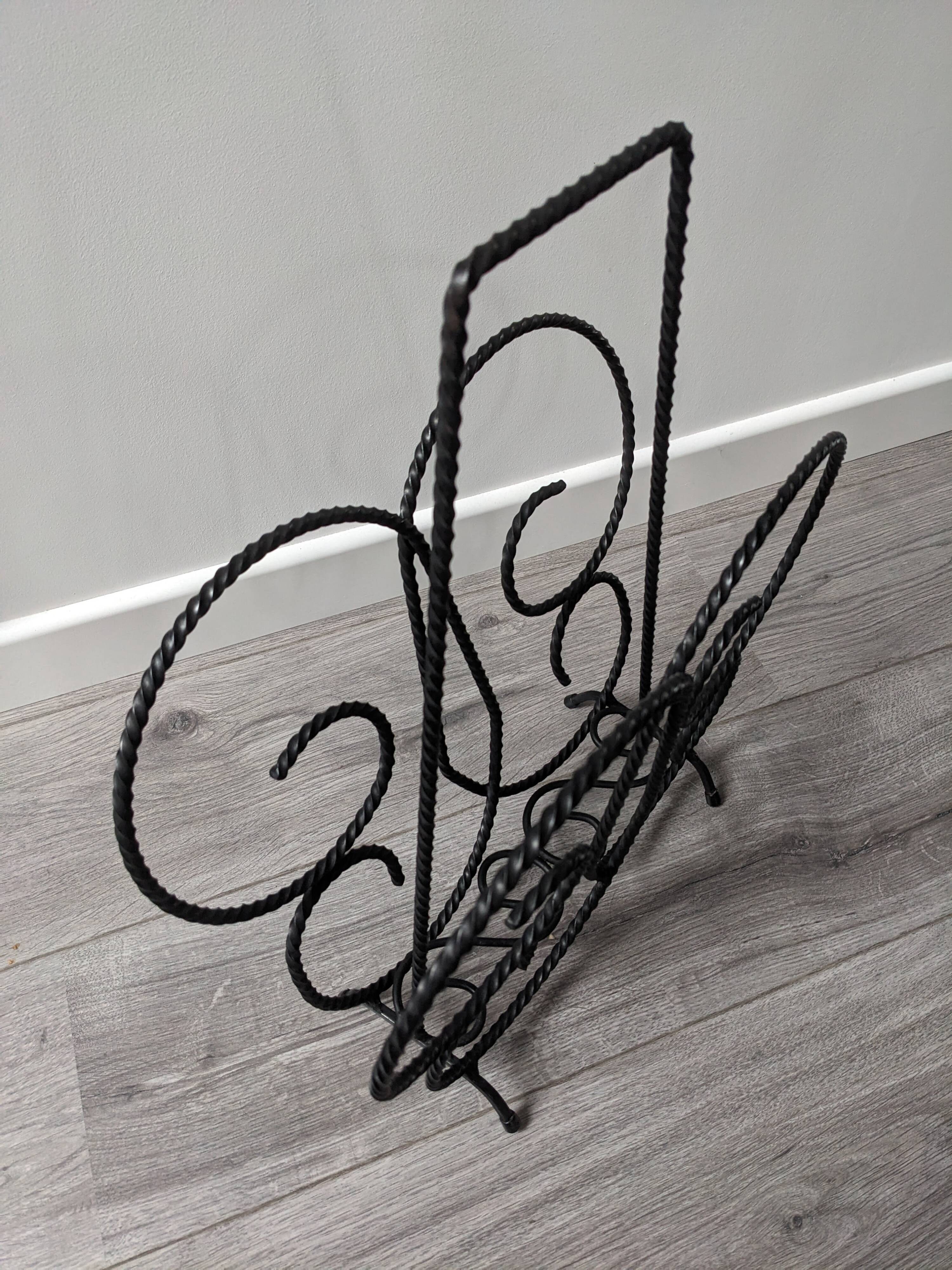 Vintage wrought iron magazine rack