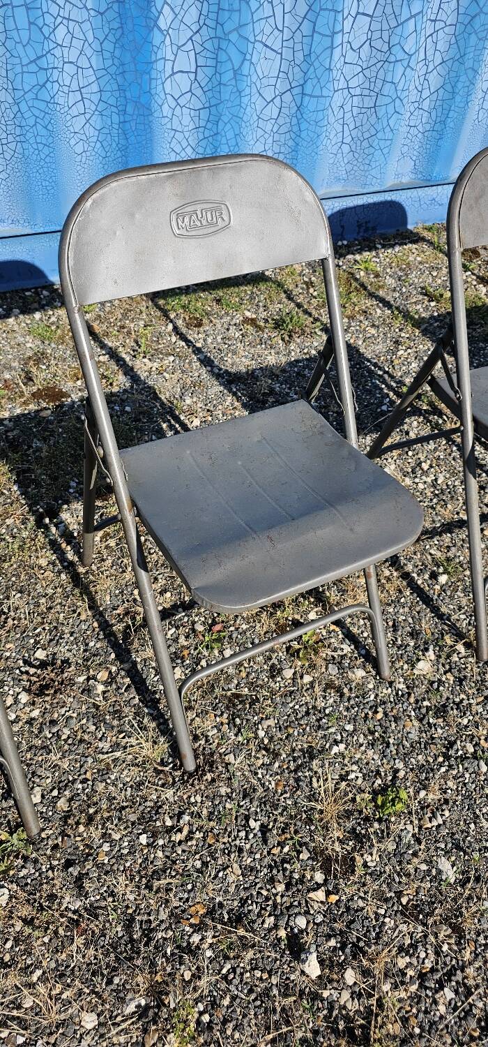 Industrial metal folding chair
