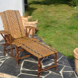 Rattan folding lounge chair