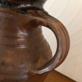 Brown ceramic stoneware pitcher / jug