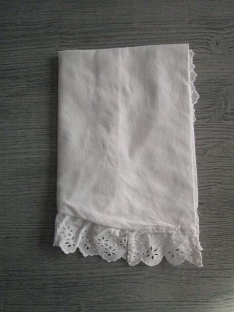 Antique embroidered crescent-shaped cradle pillowcase