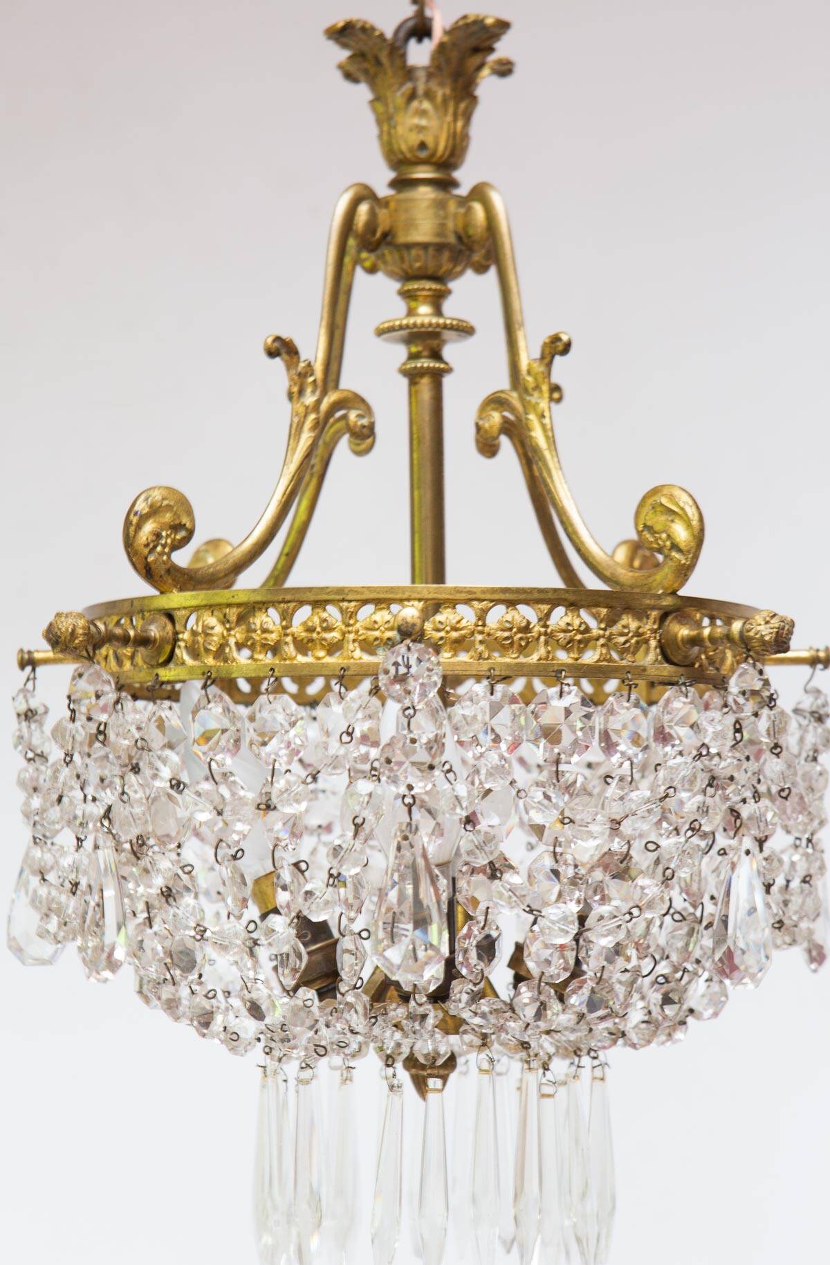 Antique French bronze chandelier with tassels circa 1900