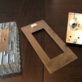 Rectangular wall lamp in brushed glass and metal / vintage 60s-70s