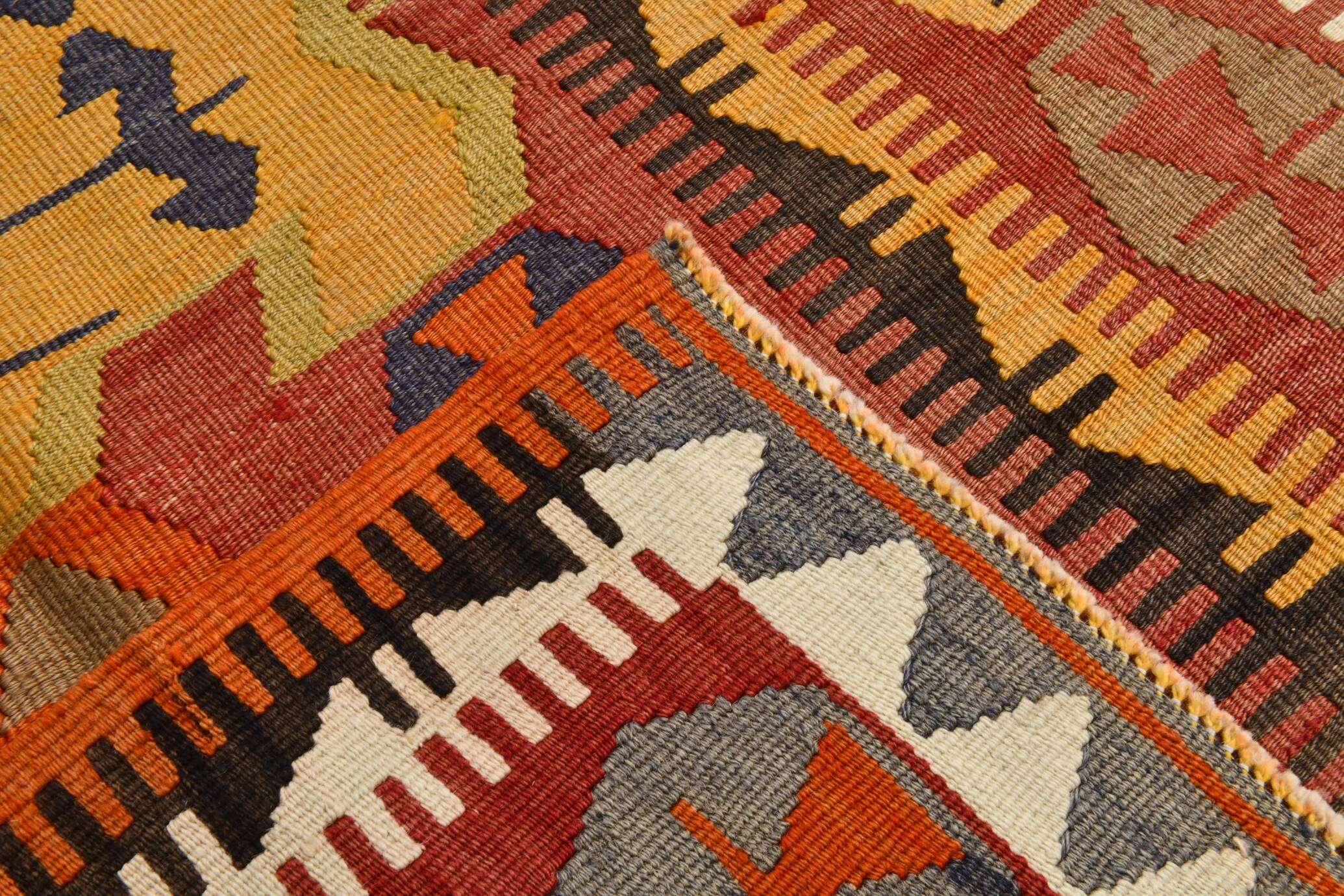 5x12 Soft Red and Orange Anatolian Kilim Rug, Wool Kilim Carpet, 139x377Cm