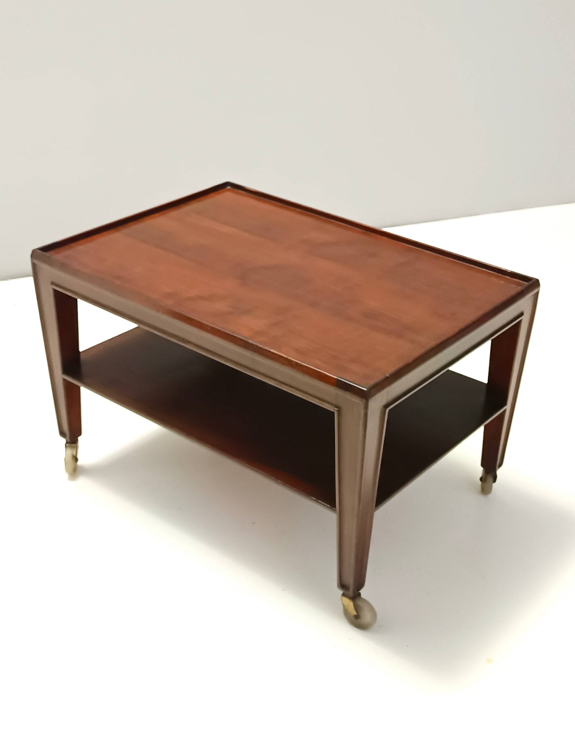 Rectangular Walnut Coffee Table by Paolo Buffa with Casters, Italy