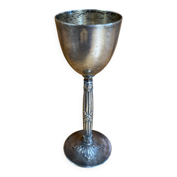 Antique Goblet Chalice Glass on Stem CHRISTOFLE Silver-Plated Vintage #E