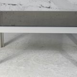 International Furniture. Steel coffee table and smoked glass. Circa 1970