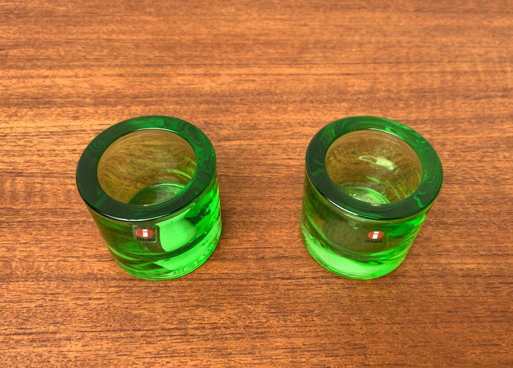 Lime Kivi Votive Candle Holder Marimekko by Heikki Orvola for Iittala, set of 2