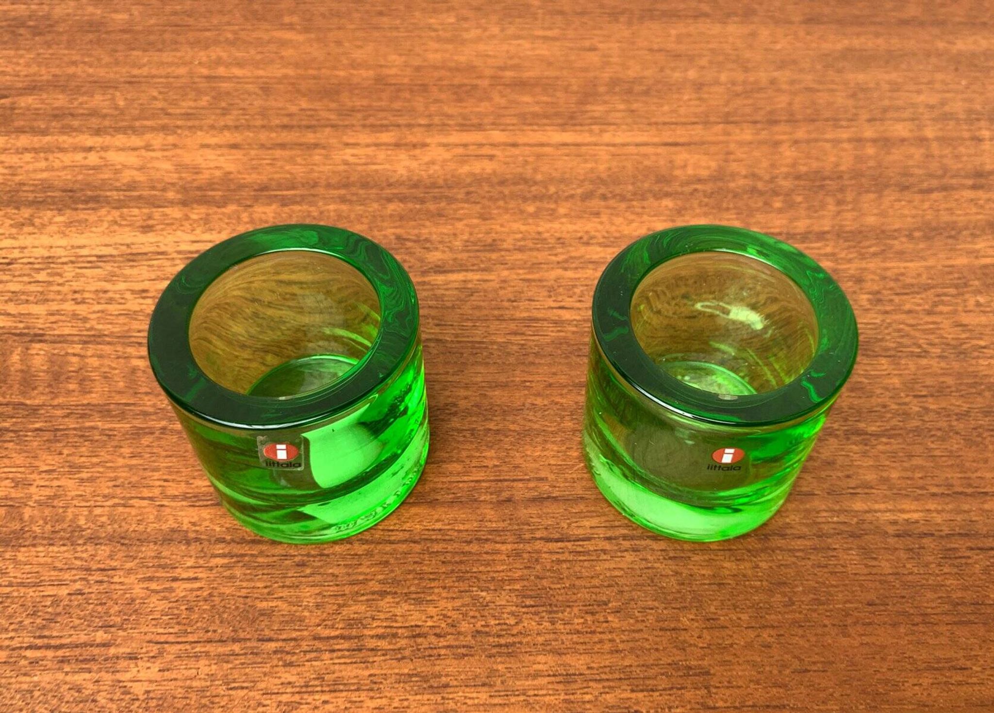 Lime Kivi Votive Candle Holder Marimekko by Heikki Orvola for Iittala, set of 2