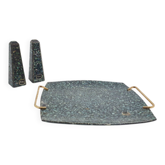 Vintage Salt and Pepper shaker in Paua shell, by Koha, New Zealand 1950's