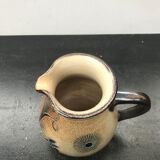 Ancien pichet porfrhof grès marron émaillé décor bleu vintage