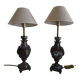 Pair of Louis XVI style lion and cherub decoration lamps