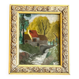 Peinture de paysage fluvial de l'école française de Barbizon