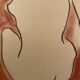 Signed painting in Chinese ink and art deco pastel, female portrait “the bath”