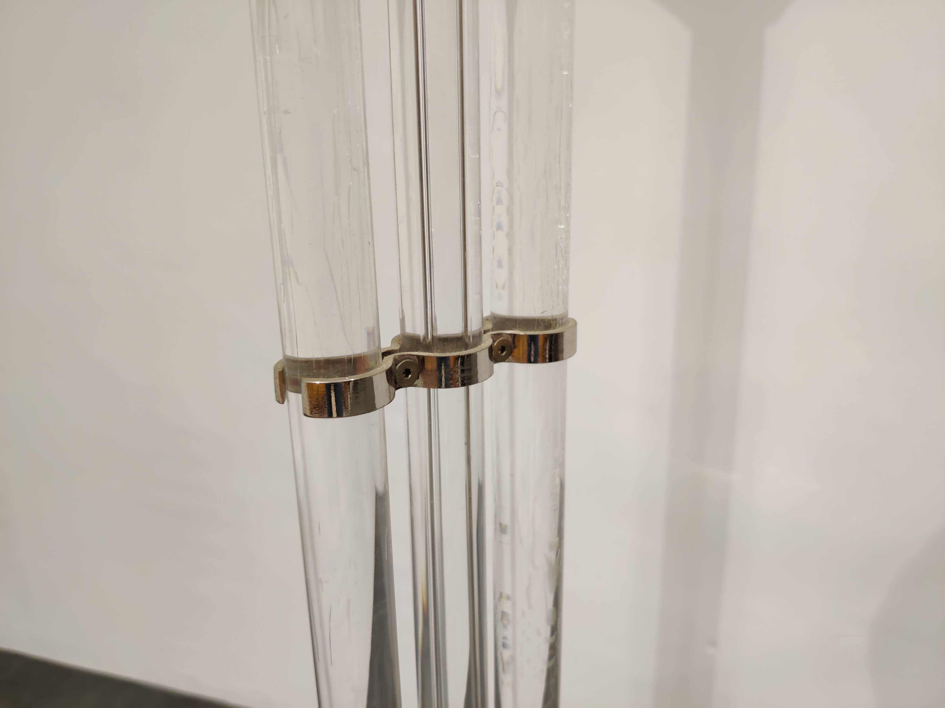 Vintage Brass and Lucite Floor Lamp, 1970s