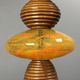 Midcentury wood turned adjustable table lamp with glass sphere, 1970s