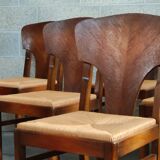 Suite of 6 Art Deco solid oak chairs
