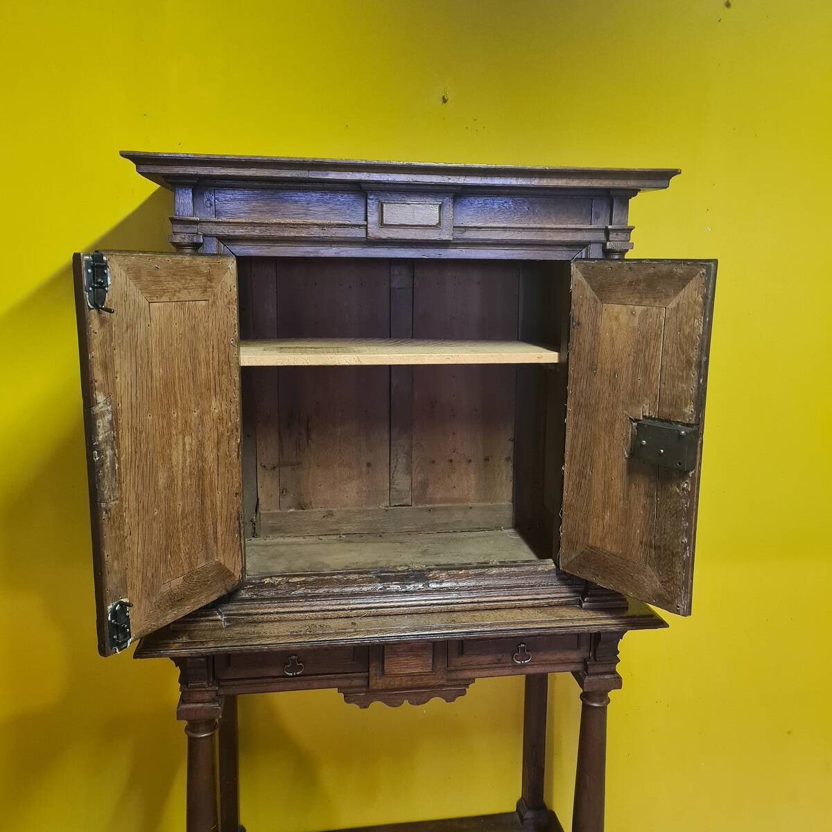 Antique French Oak Table Cabinet, Partly 18th Century
