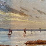 Painting "Bay in Brittany, Trezguen" Felix Choisnard 1846 / 1924 Impressionist