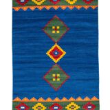 Scandinavian style vintage flat weave/kilim rug. 243 (254) x 164 cm = 96 (1