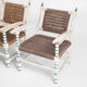 Set of vintage wooden and woven rope armchairs with a matching table. Spain, 1960s.