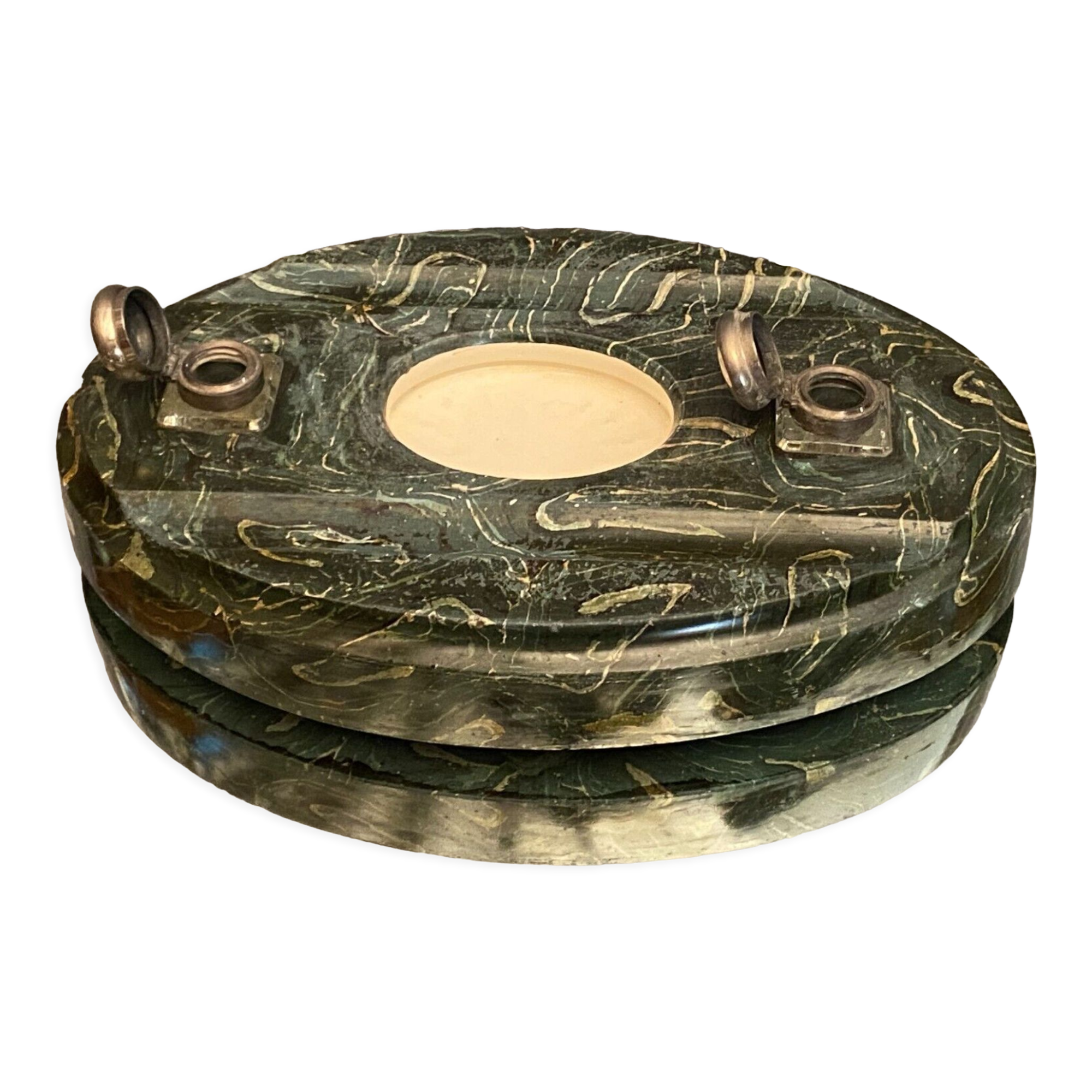 Large office inkwell in ceramic and / or marble late nineteenth early twentieth 6 kg