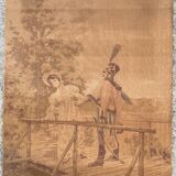 Pair of nineteenth century tapestries featuring a hussar and an elegant