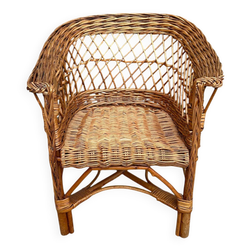 Fauteuil enfant en osier et rotin tressé