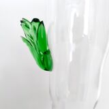 Pair of Postmodern Transparent Wine Glasses with Colored Details, Italy 1980s