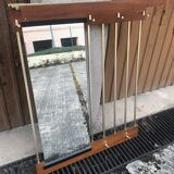 Hanging wall coat rack with vintage mirror 60s