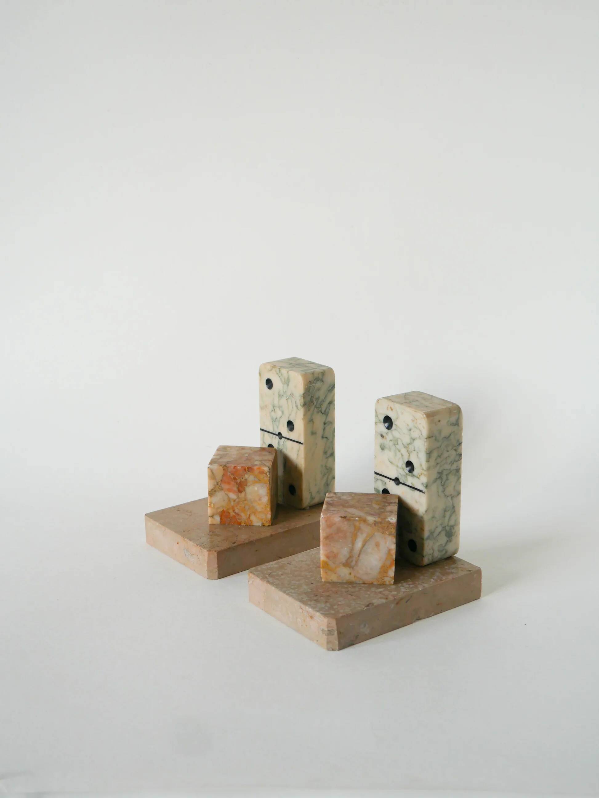 Pair of marble bookends, Domino model, 1950