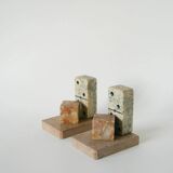 Paire de serre-livres en marbre, modèle Domino, 1950