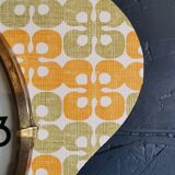 Vintage formica clock silent asymmetrical wall pendulum "DMS green orange"