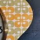 Vintage formica clock silent asymmetrical wall pendulum "DMS green orange"