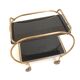 Brass and black glass bar cart / serving cart / side table by Grünstadt