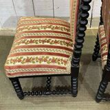Pair of Napoleon III chairs in turned and blackened wood, late 19th century