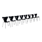 Arne Jacobsen set of eight 3107 Butterfly dining chairs Fritz Hansen Denmark 1967