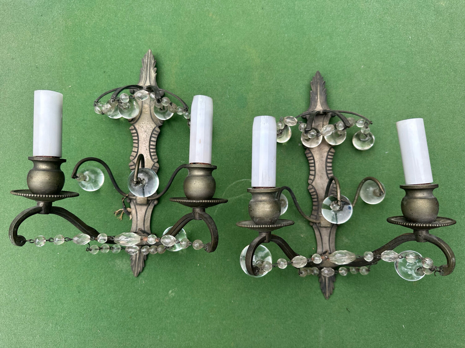Pair of Art Nouveau / Art Deco Border Period Wall Lights 1920