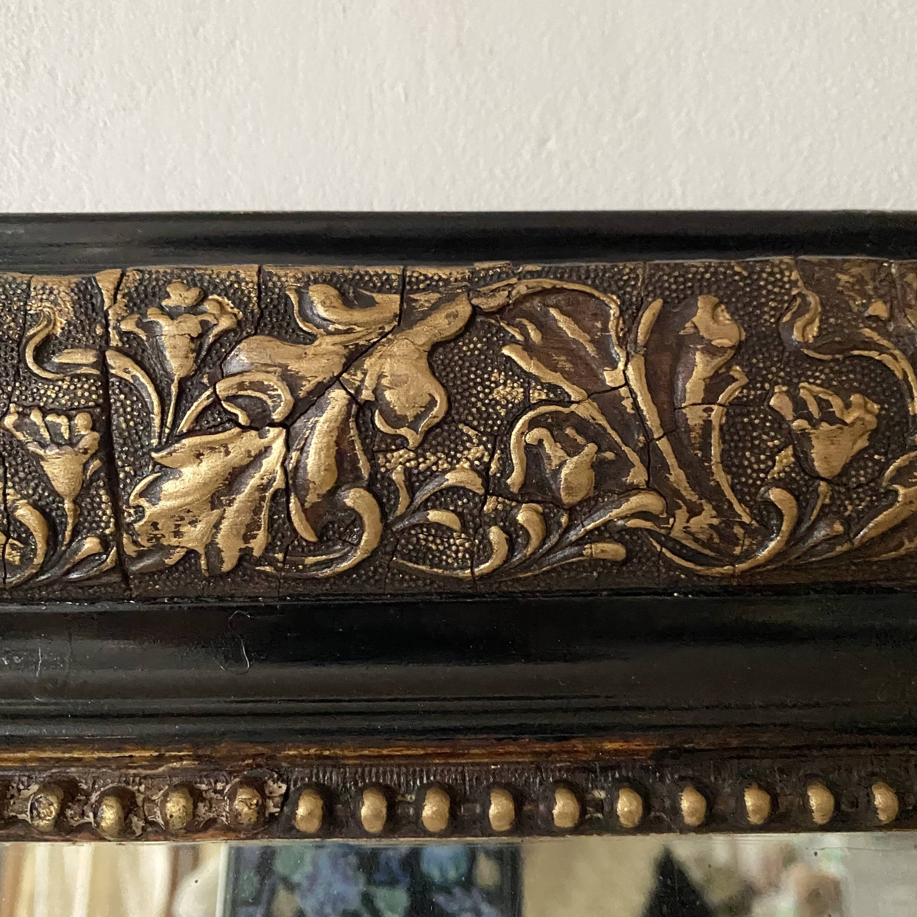 Antique Louis Philippe mirror in black and gold, 93X68cm