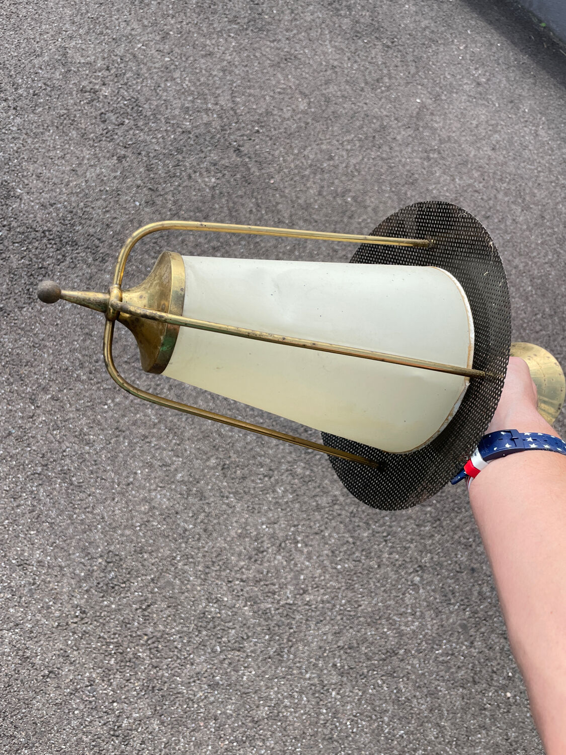 Arlus Lunel 1950 chandelier in perforated metal