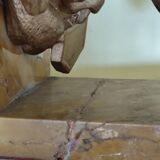 Pair of dog head bookends in spelter on marble slab, signed Lecourtier - sculptures