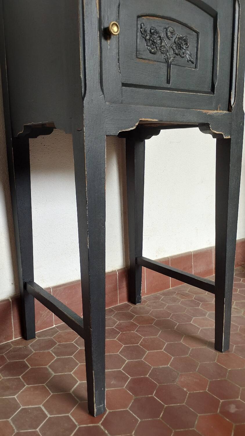 Black patinated Art Deco bedside table