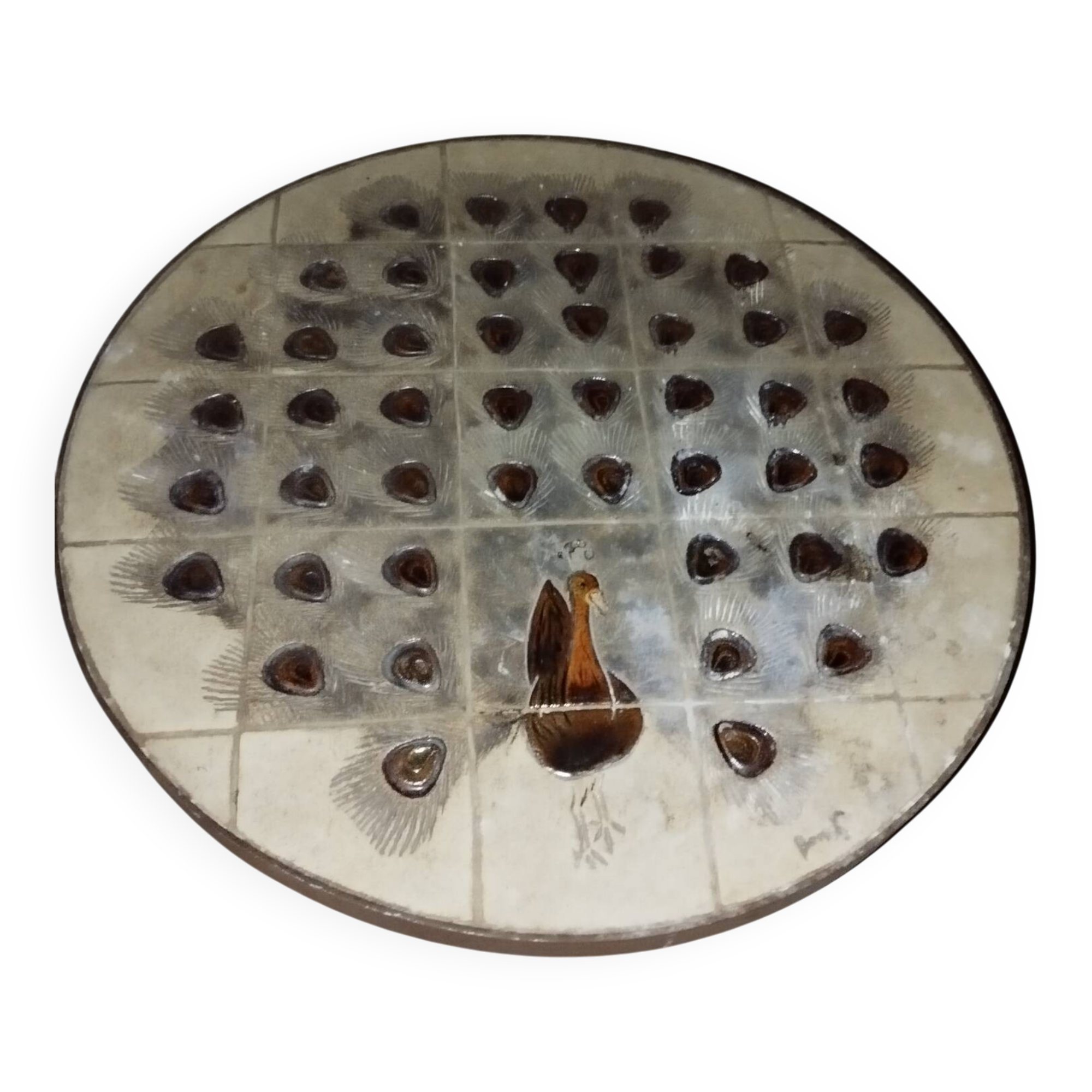 Vallauris Barrois Ceramic Peacock Coffee Table