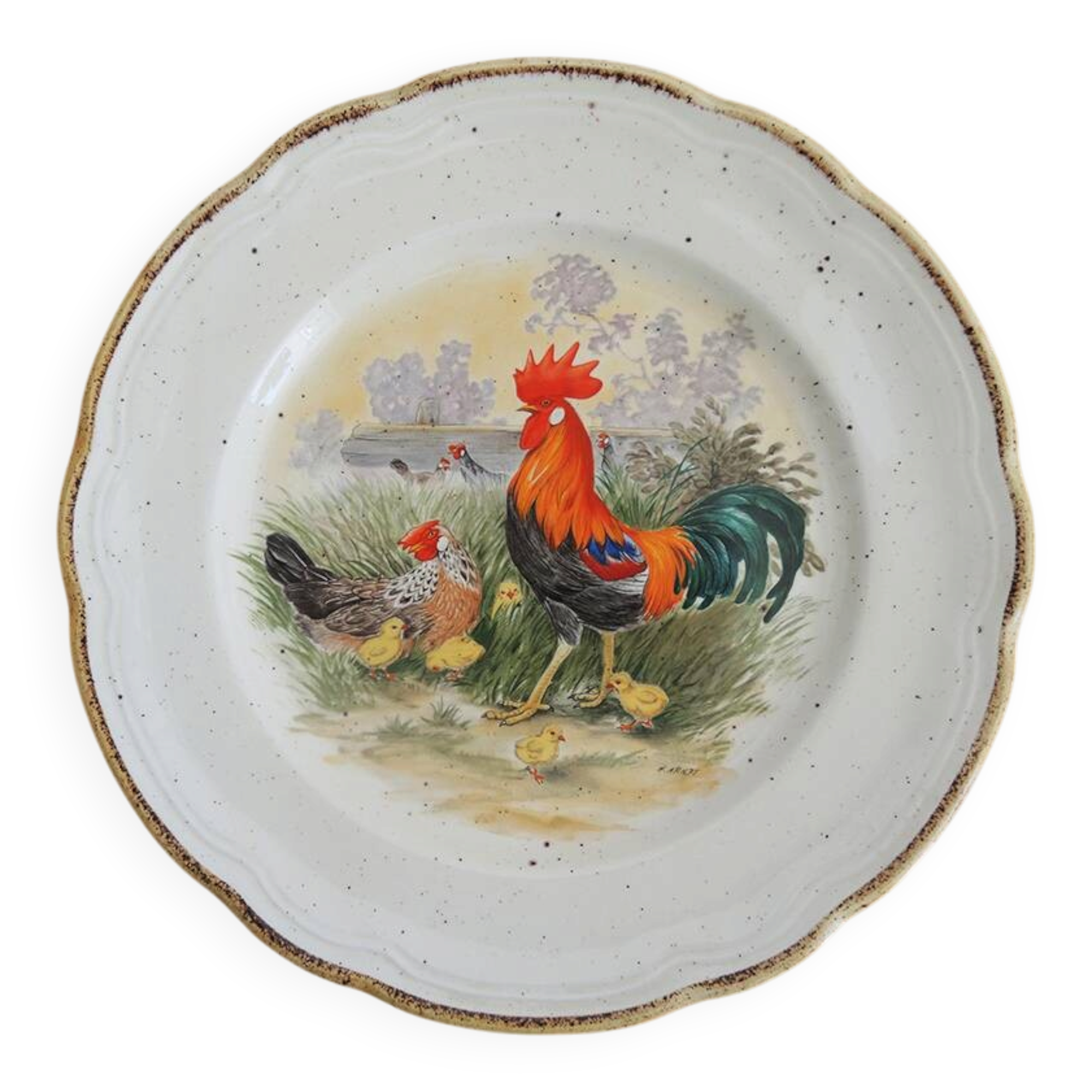 Old ceramic rooster plate – Primula Italy